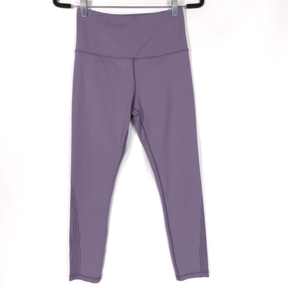 ZYIA ACTIVE‎ Plum Slate Flame Light N Tight Laser Cut Perforated Leggings MEDIUM